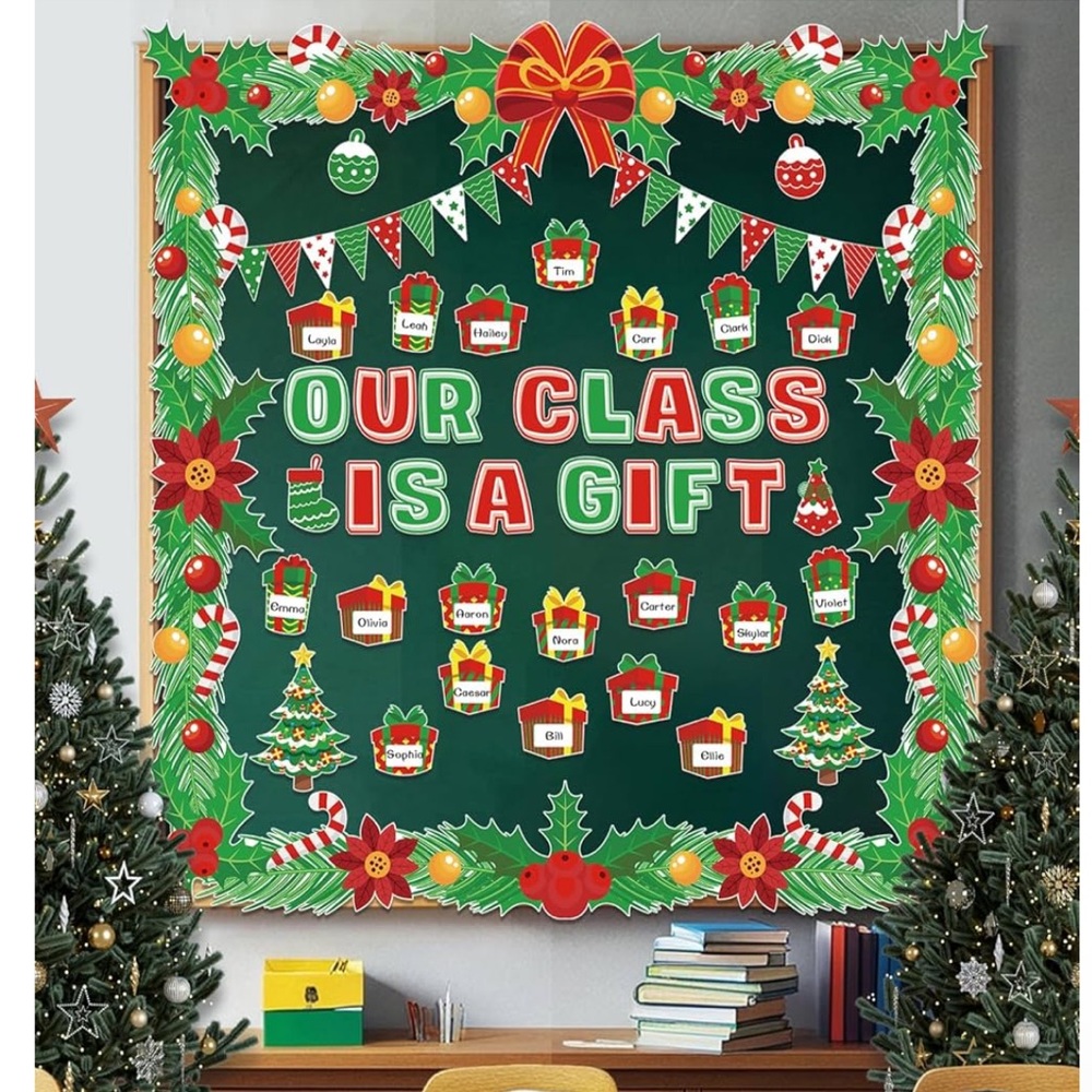 Festive Classroom Holiday Bulletin Board Set of 77 Pcs